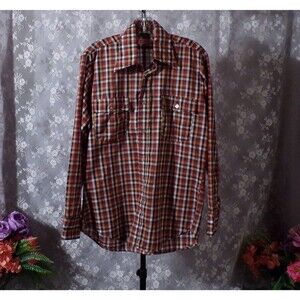 Vintage 80s Levi's Shirt Size Medium 1980s Plaid Long Sleeve Grunge Cabin Chore